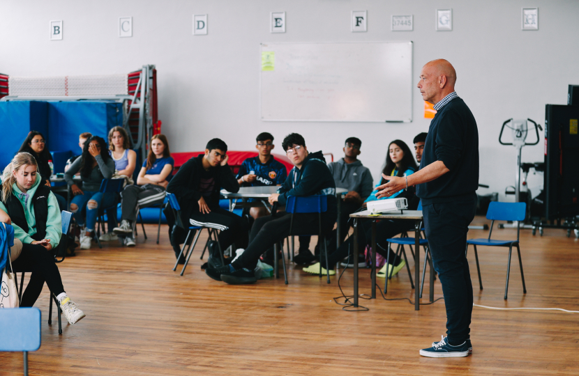 Mark takes part in an event with students from St John Fisher school